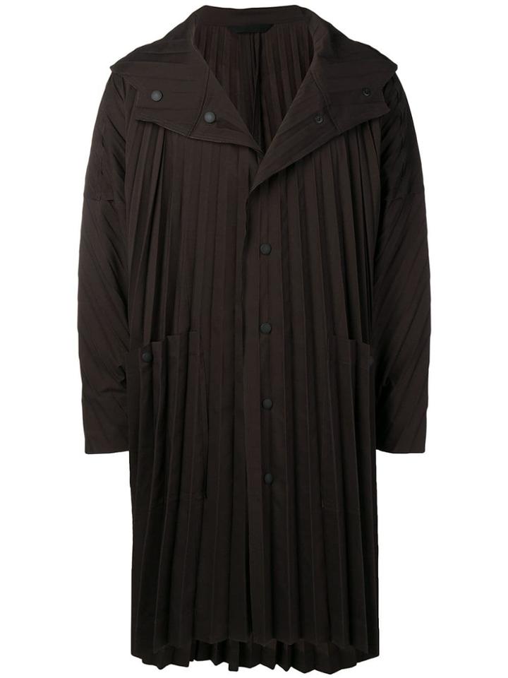 Homme Plissé Issey Miyake Pleated Hooded Coat - Black
