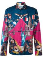 Etro American Icon Print Shirt, Men's, Size: 39, Blue, Cotton