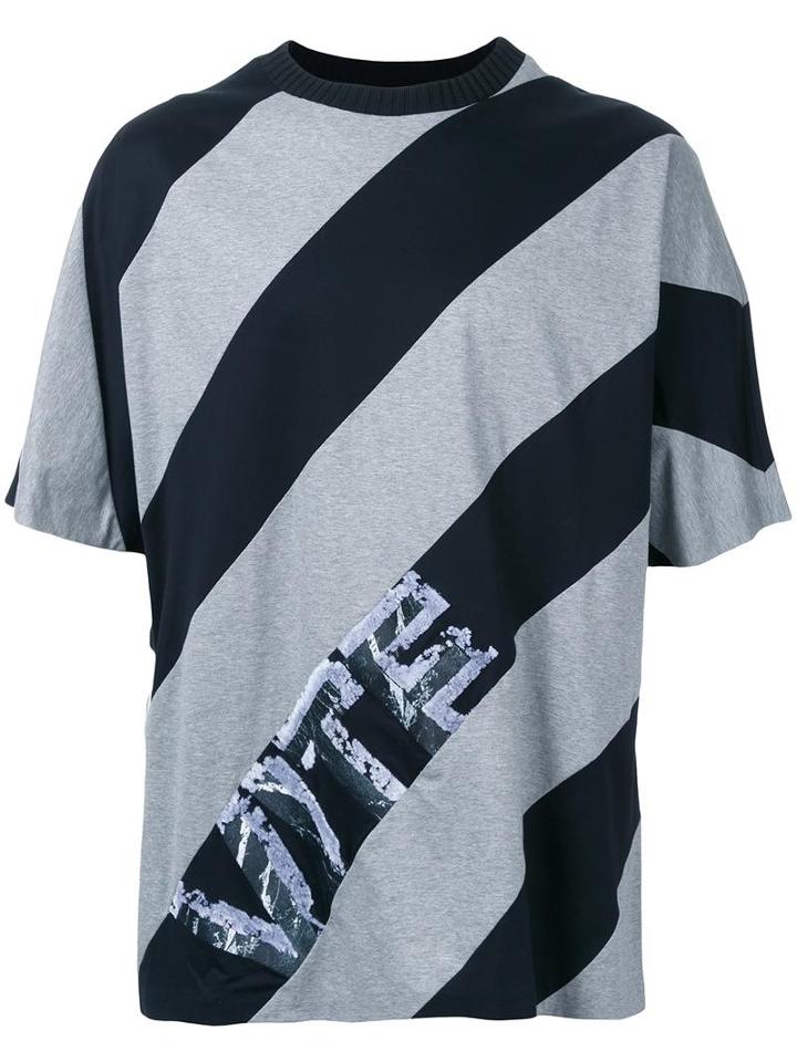 Juun.j Diagonal Stripe T-shirt, Men's, Size: 48, Black, Cotton