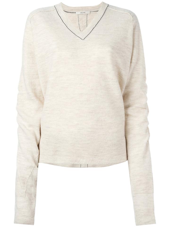 Céline V-neck Jumper, Women's, Size: Medium, White, Viscose/wool/alpaca