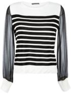 Alberta Ferretti Sheer Sleeves Knitted Blouse, Women's, Size: 44, Black, Cotton/silk