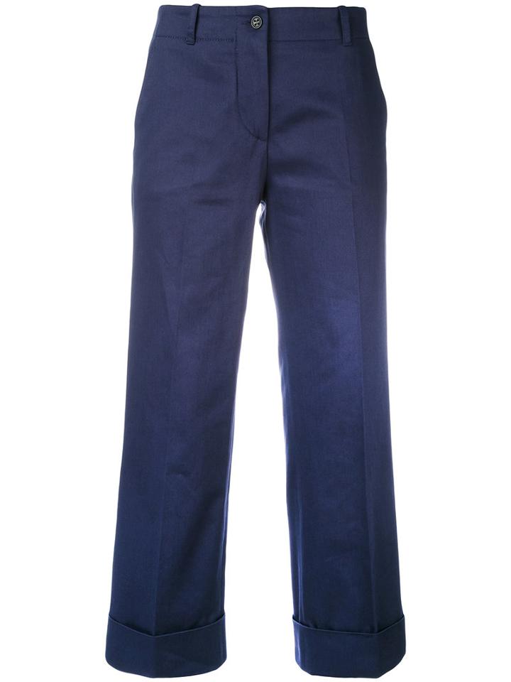 Alberto Biani - Cropped Trousers - Women - Cotton - 38, Blue, Cotton