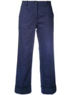 Alberto Biani - Cropped Trousers - Women - Cotton - 38, Blue, Cotton