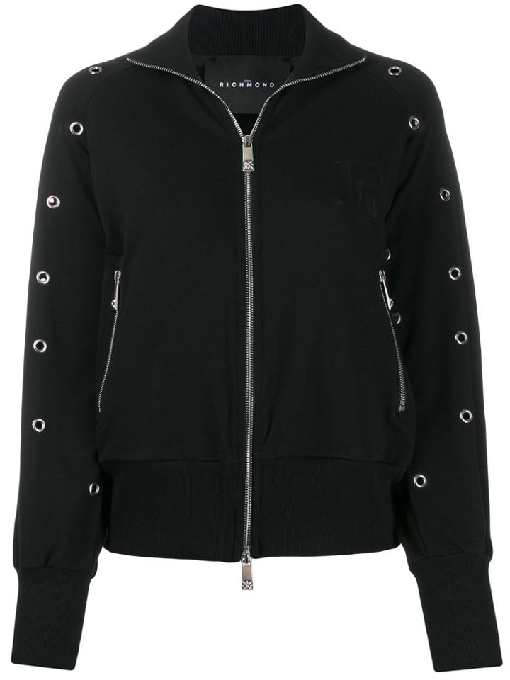 John Richmond Sickert Zipped Eyelet Sweatshirt - Black