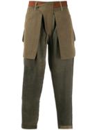 Ziggy Chen Patchwork Detail Tapered Trousers - Green