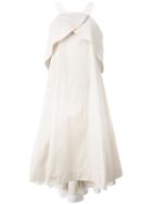 Jil Sander Navy Asymmetric Pleat A-line Dress, Women's, Size: 40, Nude/neutrals, Cotton