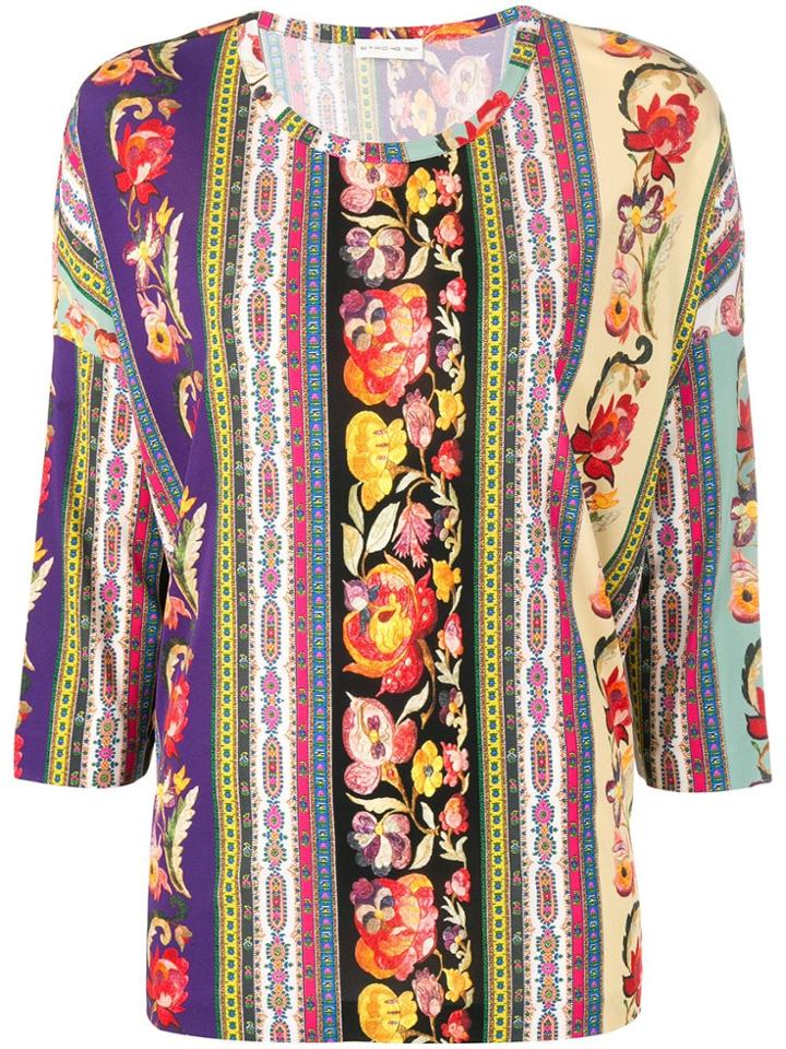 Etro Bohemian Print T-shirt - Purple