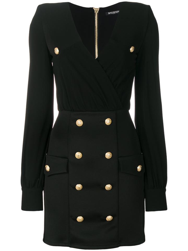 Balmain Embellished Button Dress - Black