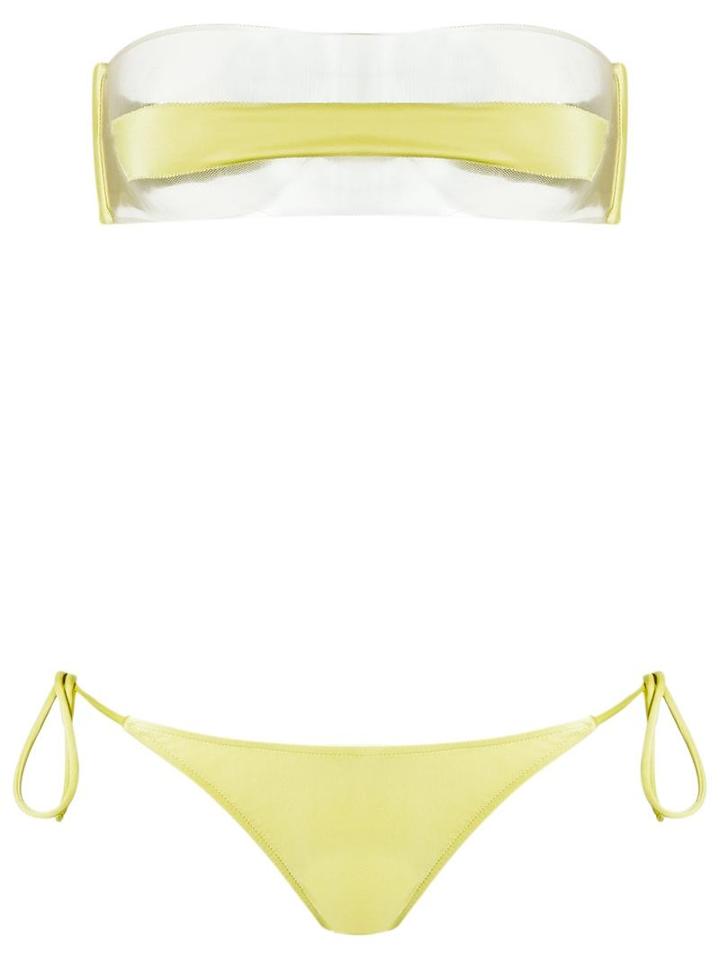 Adriana Degreas Sheer Bikini Set, Women's, Size: Medium, Green, Spandex/elastane/polyimide