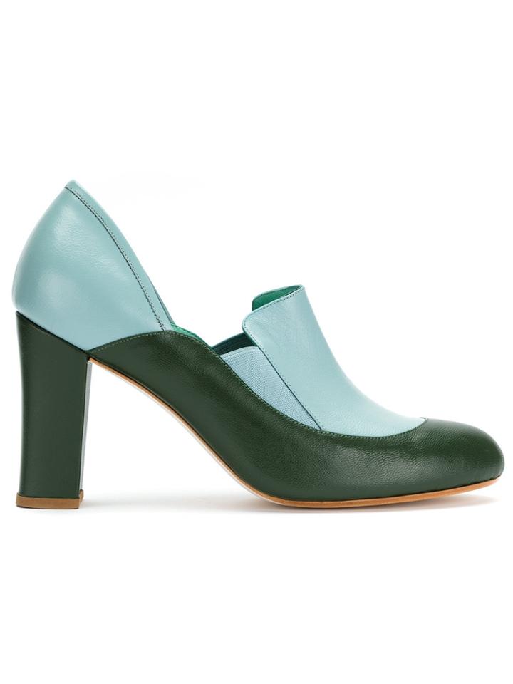 Sarah Chofakian Color Blocked Pumps - Blue