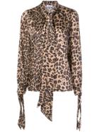 P.a.r.o.s.h. Pussy Bow Leopard Shirt - Brown
