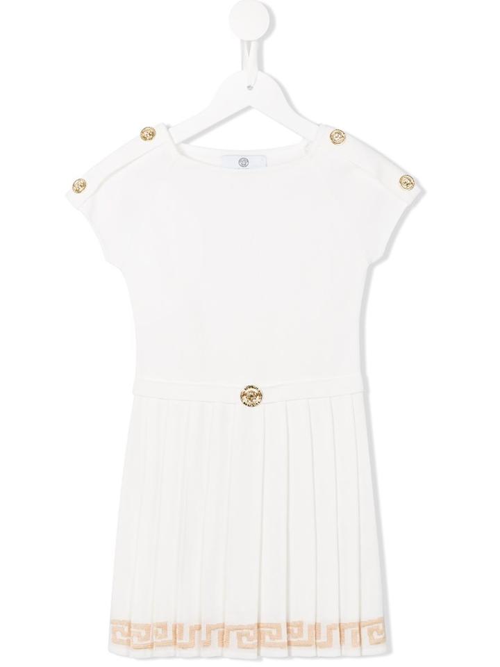 Young Versace Knife Pleat Dress, Girl's, Size: 8 Yrs, White