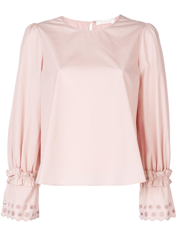 See By Chloé Embellished-sleeve Top - Pink & Purple