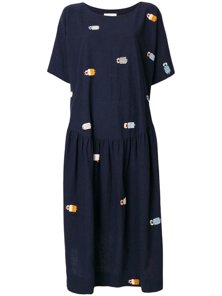 Henrik Vibskov Embroidered Drop Waist Dress - Blue