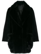 Blancha Oversized Fur Coat - Black