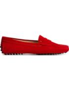 Tod S Gommino Driving Shoes, Women's, Size: 39.5, Red, Suede/leather/rubber