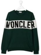 Moncler Kids Logo Print Jumper - Green