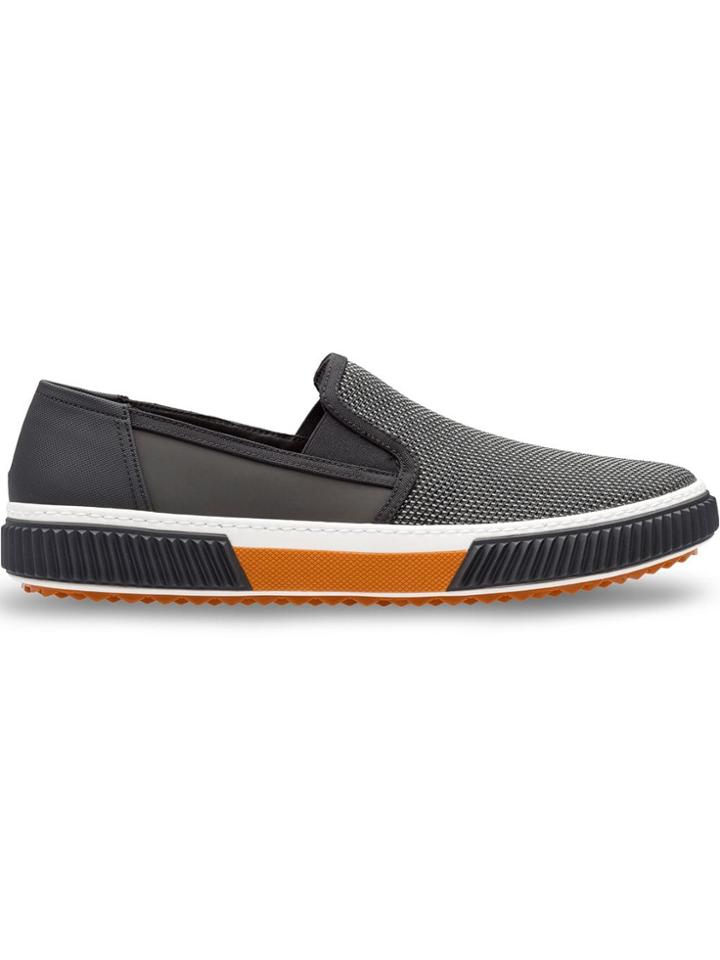 Prada Technical Mesh And Leather Sneakers - Grey