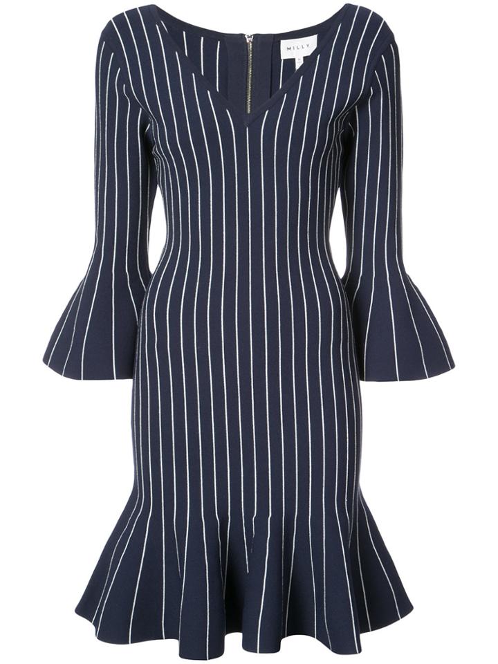 Milly Striped Peplum Hem Dress - Blue
