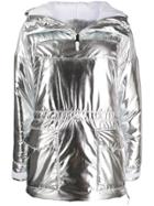 Napapijri Metallic Ruched Hoodie - Silver