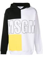 Msgm Colour-block Logo Hoodie - White