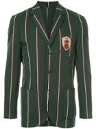 Kent & Curwen Crest Detail Striped Blazer - Green
