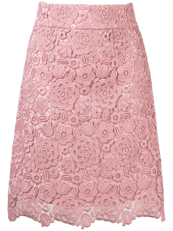 Blumarine High Waist Lace Skirt - Pink & Purple