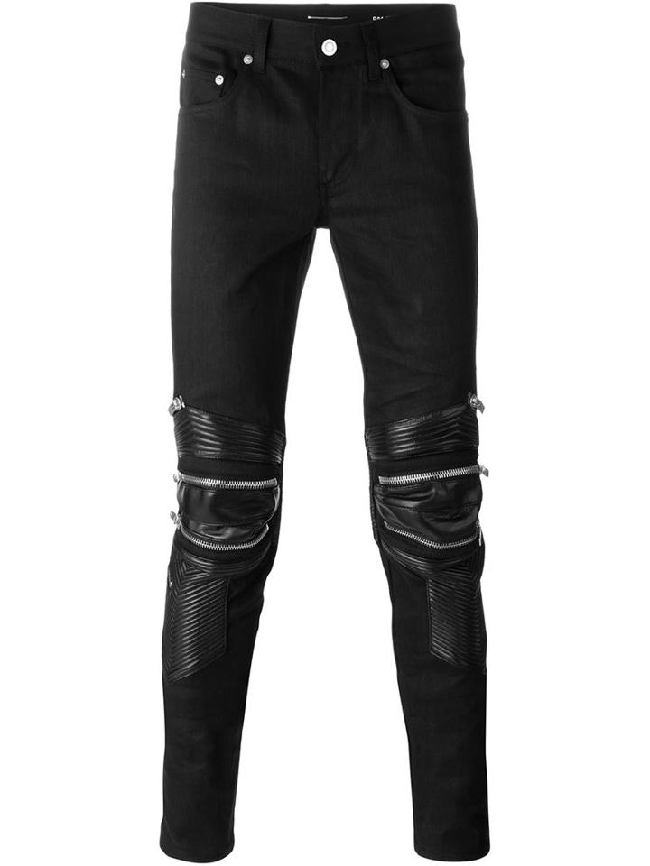 Saint Laurent Biker Style Jeans, Men's, Size: 31, Black, Cotton/spandex/elastane/lamb Skin