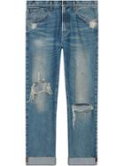 Gucci Jeans With Embroidered Ribbon - Blue