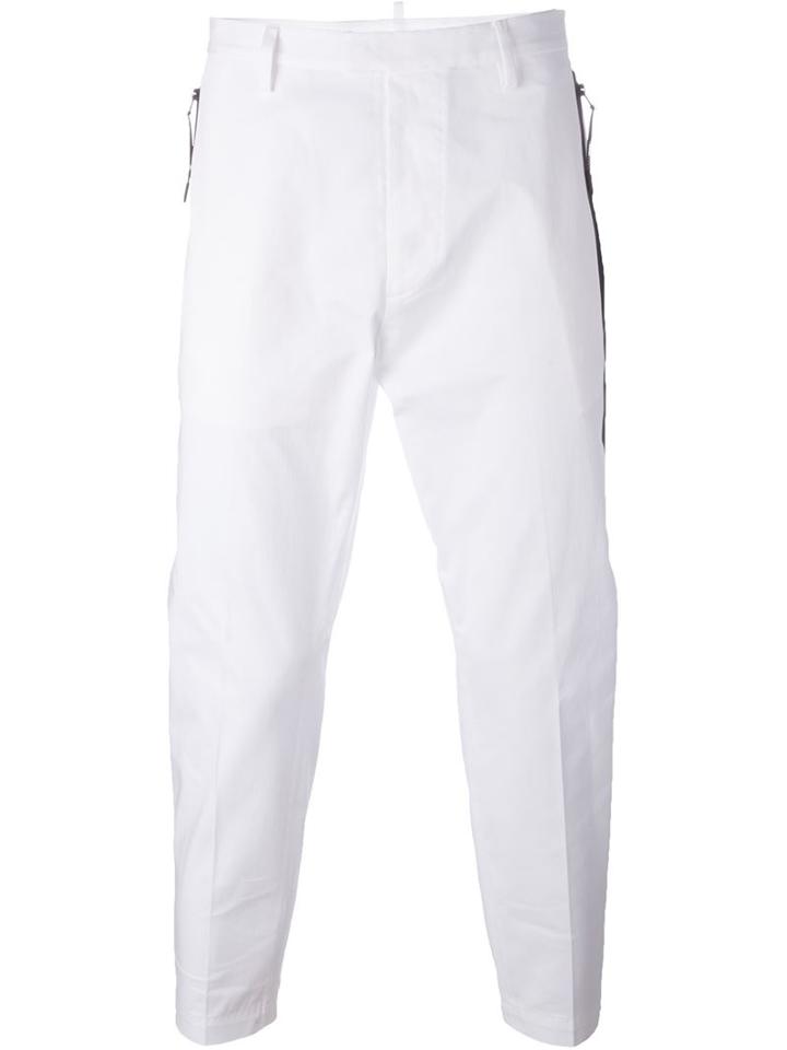 Dsquared2 Cropped Chino Trousers, Men's, Size: 50, White, Cotton