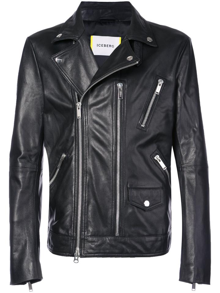 Iceberg Zipped Biker Jacket - Black