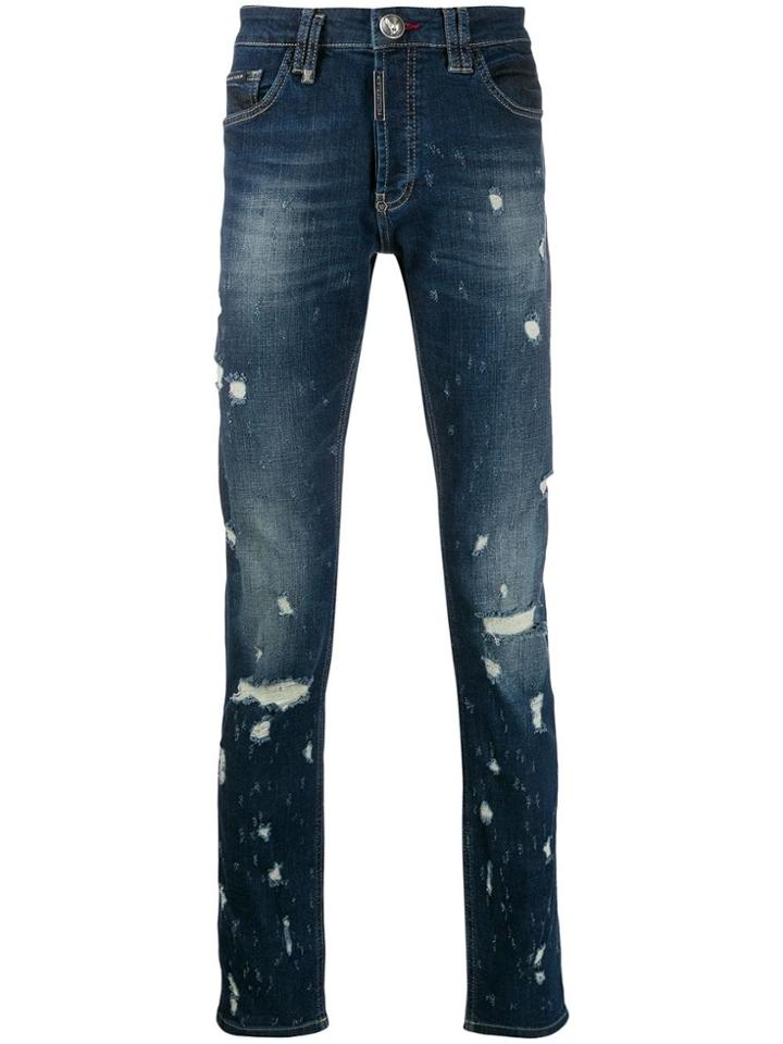 Philipp Plein Super Straight Statement Jeans - Blue