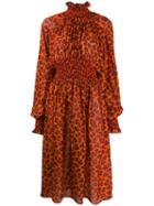 Msgm Leopard Print Long Dress - Orange