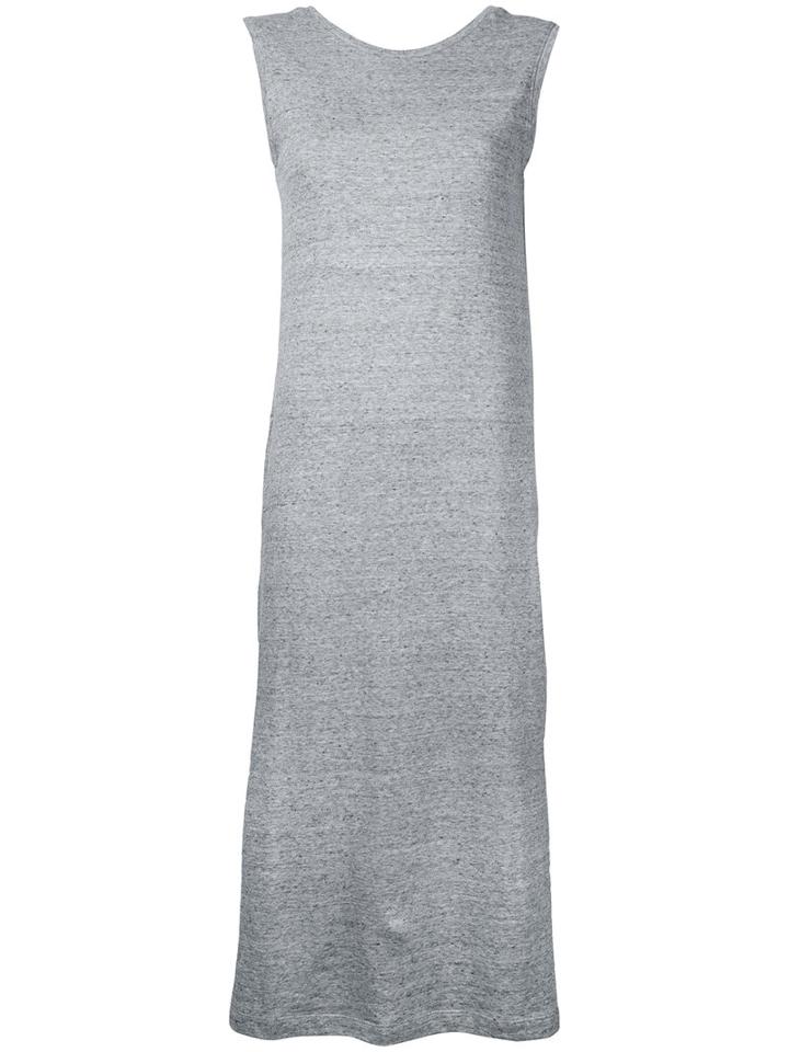 Estnation - Sleeveless Side-slit Dress - Women - Cotton - 38, Grey, Cotton