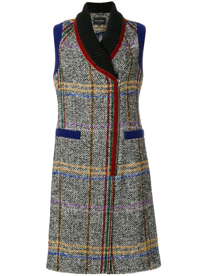 Etro Checked Long Waistcoat - Black