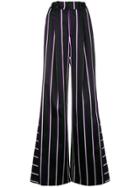Rouge Margaux Striped Palazzo Trousers - Black