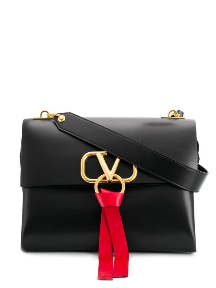 Valentino Valentino Garavani Medium V-ring Shoulder Bag - Black