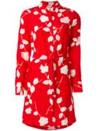 P.a.r.o.s.h. Floral Print Tie Waist Shirt Dress - Red