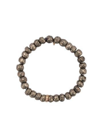 Sydney Evan 14kt Gold Pyrite Beaded Bracelet - Brown