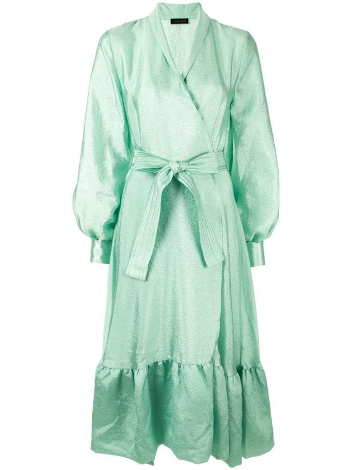 Stine Goya Wrap Ruffled-hem Dress - Green