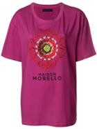 Frankie Morello Front Embroided T-shirt - Pink & Purple