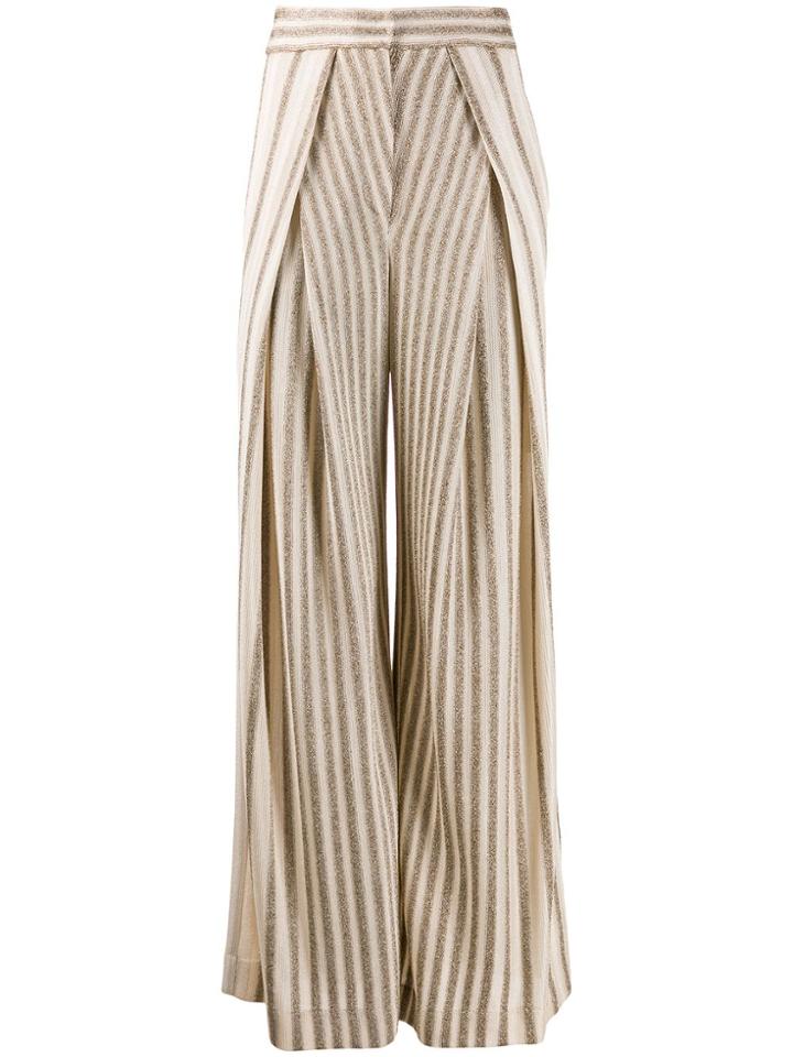 Missoni Flared Metallic Striped Trousers - Neutrals