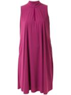 Pearl Mandarin Neck Shift Dress, Women's, Pink/purple, Polyester/triacetate