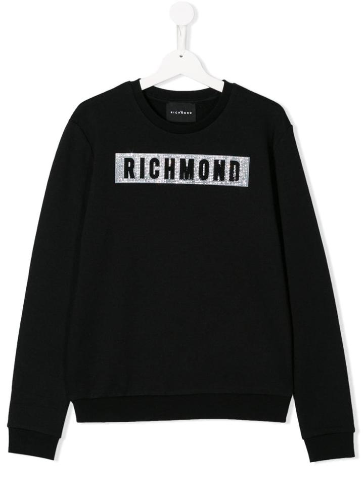 John Richmond Junior Teen Embellished Logo Sweater - Black