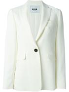 Msgm One Button Blazer, Women's, Size: 46, White, Acetate/viscose/polyester