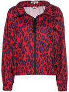 Kenzo Leopard Print Zip Up Jacket - Red
