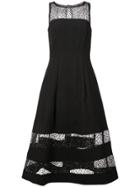 Aidan Mattox Illusion Flared Midi Dress - Black