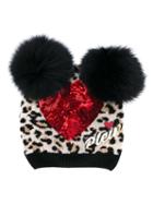 Philipp Plein Kids - Embellished Beanie - Kids - Merino - One Size, Nude/neutrals