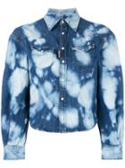 Dsquared2 Bleached Pattern Denim Shirt, Women's, Size: 44, Blue, Cotton/spandex/elastane