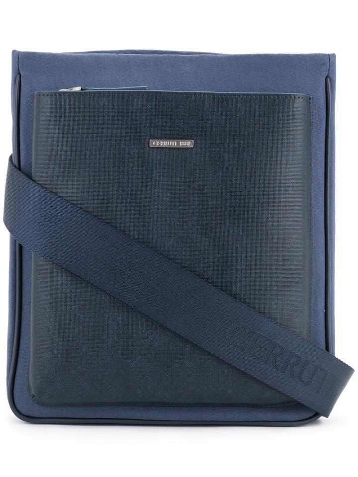 Front Pocket Shoulder Bag - Men - Cotton/calf Leather - One Size, Black, Cotton/calf Leather, Cerruti 1881